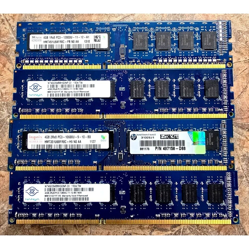 Lot of 4 Mixed Brand 4Gb ddr3 PC Ram - UNTESTED